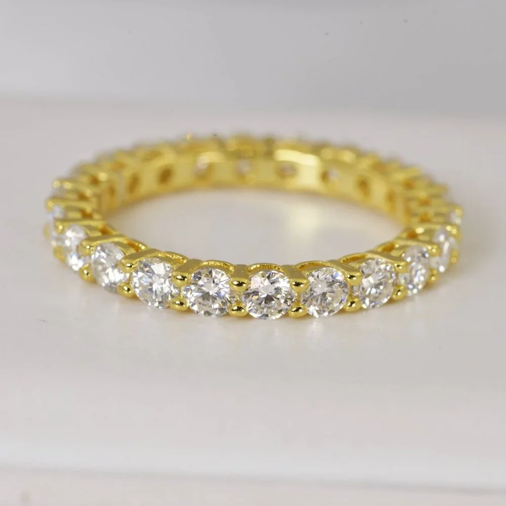 Moissanite 3mm Full Eternity Band Ring 925 Sterling